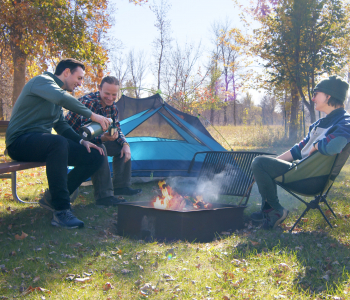 Friends around a campfire