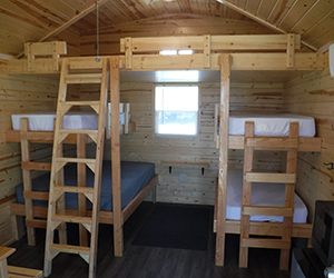interior of camping cabin