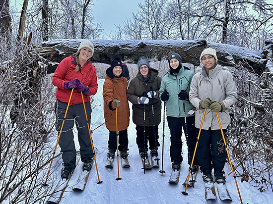Group of women cross-country skiing