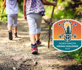 Kids hiking on trail